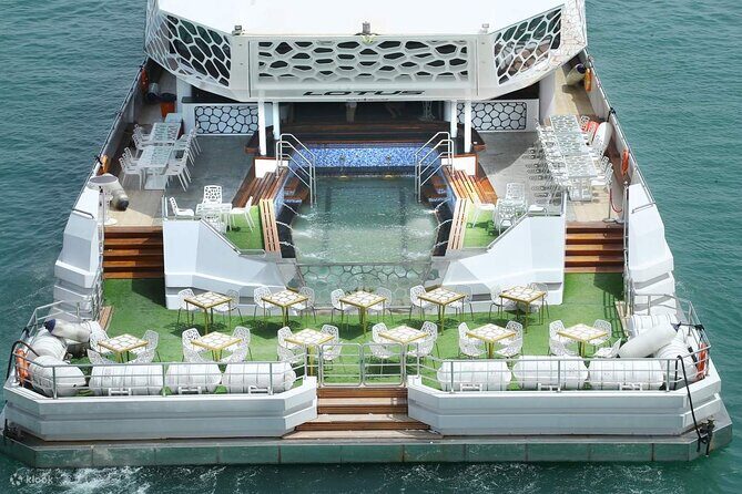 3-Hour Lotus Mega Yacht Dinner Cruise Dubai with Transfers - Dinner on the yacht: buffet, butlers, pool and Chill Lounge time