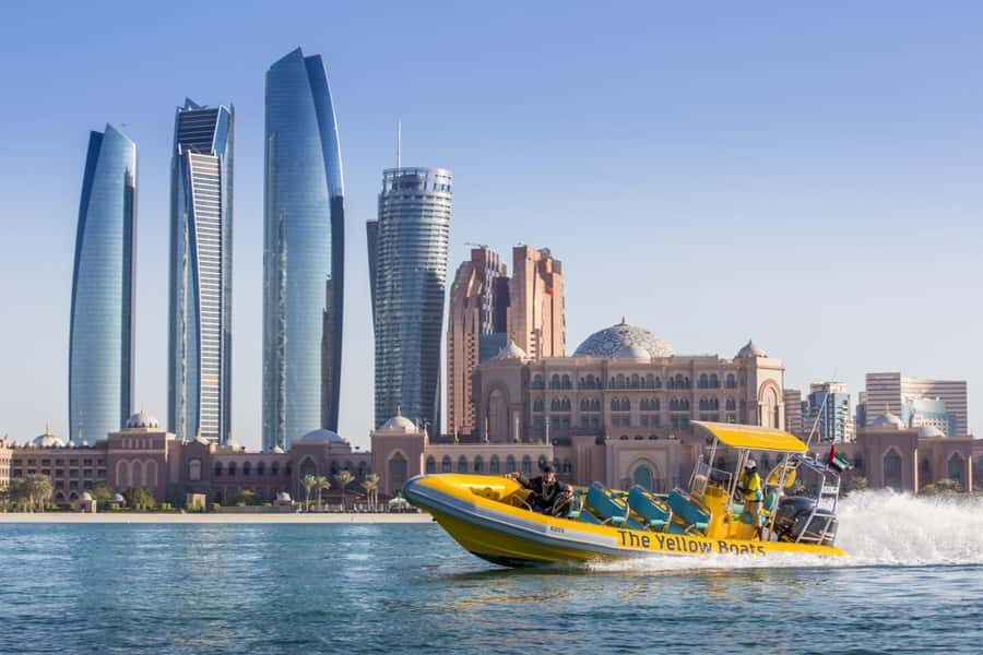 Abu Dhabi: 60-Minute Corniche Speed Boat Sightseeing Tour - Etihad Towers and the city skyline from water-level