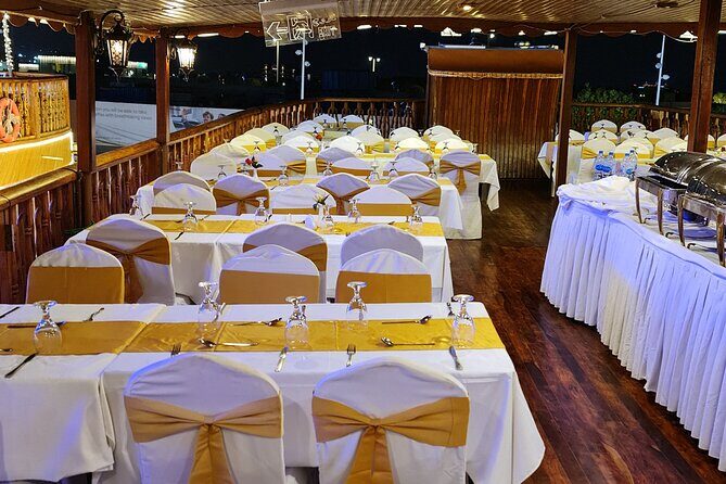 Alexandra Dhow cruise Dinner Dubai Marina(International buffet) - Views from open-air deck to the lower deck