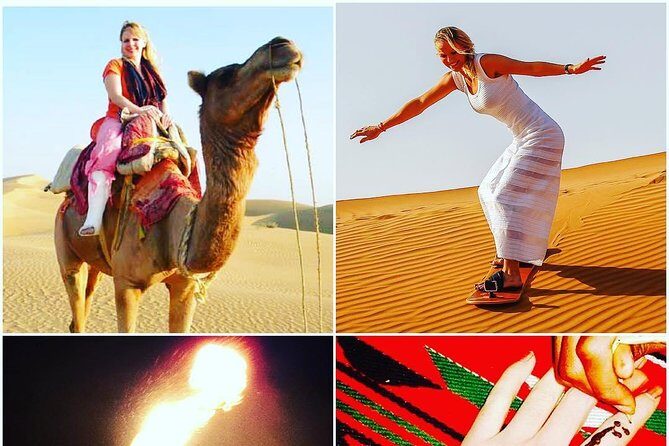 Arabian Desert Safari with BBQ Dinner Camel Ride, Sand Boarding - Bedouin campsite time: camel ride, sand boarding, henna, and more
