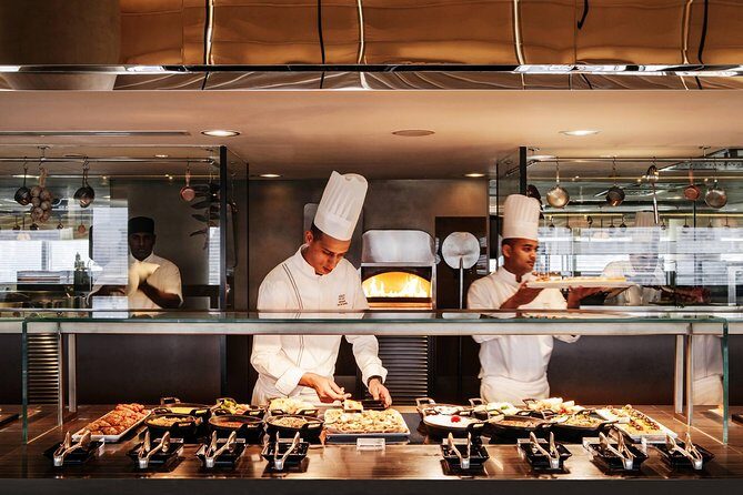 Buffet Dining in Armani Hotel - The view experience: Burj Lake and the Dubai Fountain from your table