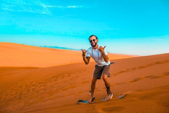 Desert Safari Dubai 30 Mins Quad Bike, Sand Board, Camel Ride BBQ - Desert Camp Evening: VIP Universal Camp, Henna, Tanoura, and Fire Shows
