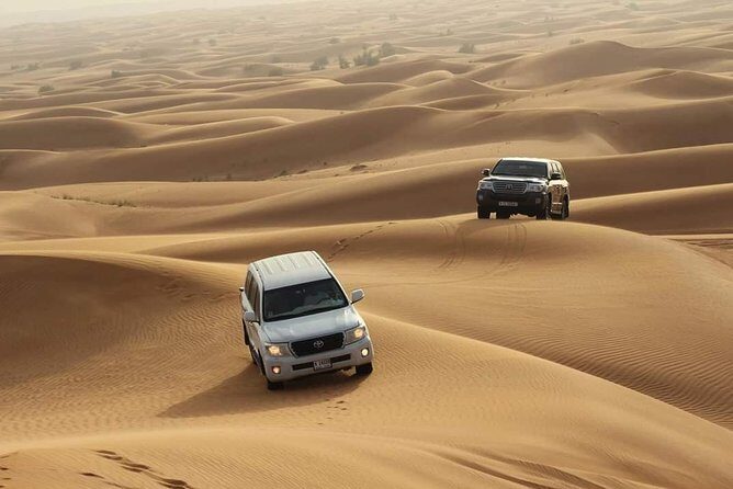 Desert Safari : free Sandboarding, Camel Riding,BBQ Dinner + Live activities - Sandboarding and the camp welcome: tea, sweets, and henna