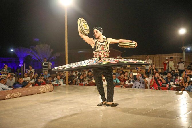 Desert safari in Dubai Red Dunes with BBQ VEG Dinner & Quad Bike - Desert Camp Night: BBQ VEG Dinner Plus Fire and Dance Show