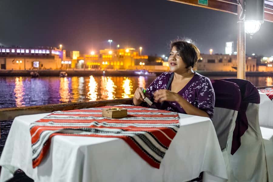 Dubai: 2-Hour Evening Dhow Cruise and Dinner - Boarding the dhow: seating, comfort, and how to enjoy the views