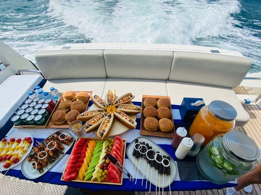 Dubai: 52ft Private Luxury Yacht Experience - Sundeck, flybridge sunset, and swimming in open water