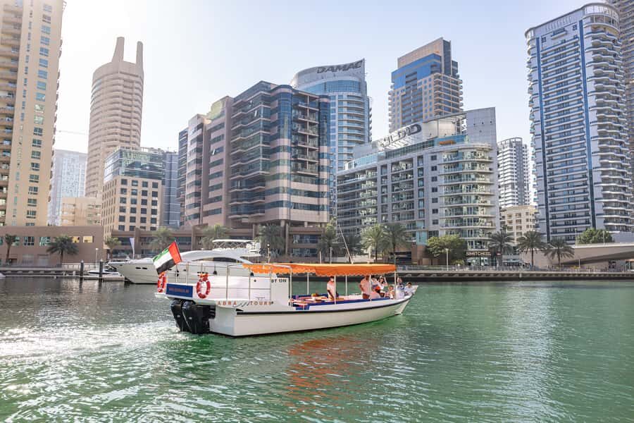Dubai: Abra Boat Tour in Dubai Marina, Ain Dubai, JBR - Onboard Comfort: Washroom, Shower, and Bluetooth Music