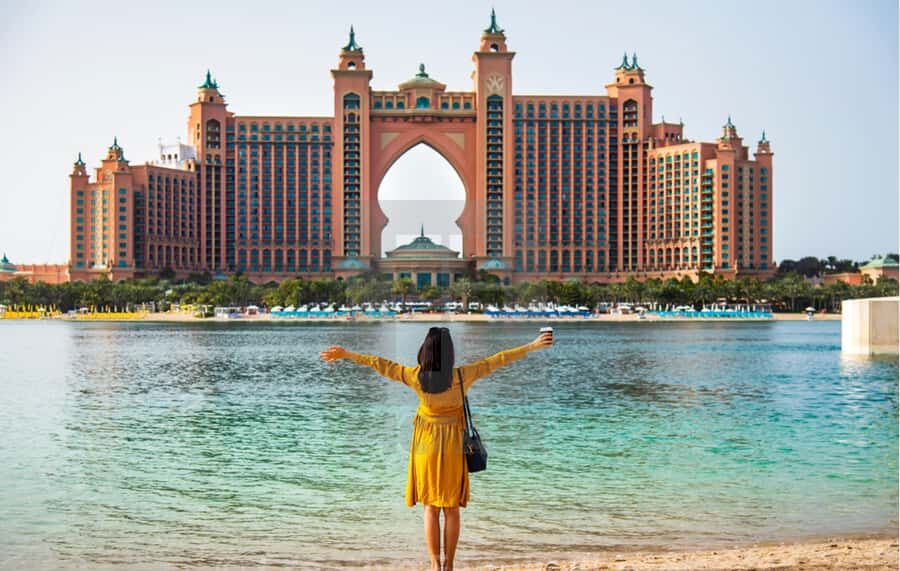 Dubai: City Tour with Burj Khalifa and Underwater Zoo Ticket - Qasr Al Jumeirah gold horses, Souk Madinat, Jumeirah Beach, and Burj Al Arab outside