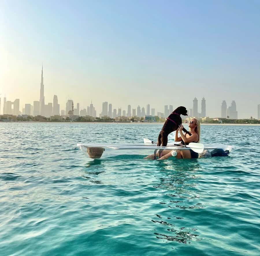 Dubai: Clear Kayaking Experience with Burj Khalifa View - Clear-bottom kayaking in Dubai’s lagoon: the view from the kayak