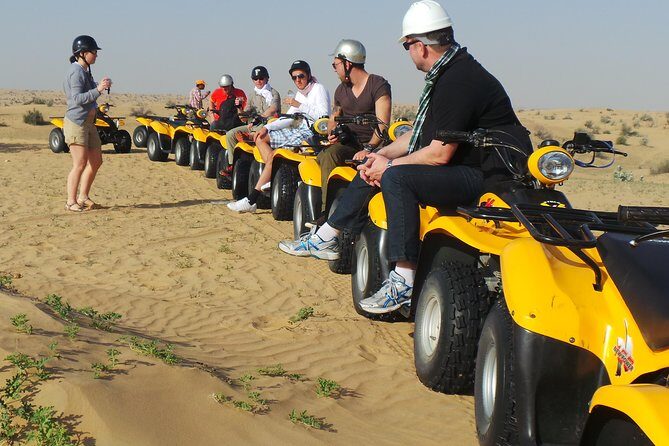 Dubai Desert Afternoon Quad Safari with Camel Ride, BBQ Dinner and Belly Dancing - Quad safari basics: helmet, gloves, automatic control, and real dune bumps