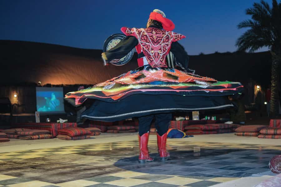 Dubai: Desert Safari, Camel Ride, and BBQ Dinner - Folk Entertainment: Belly Dancing and Tanura Under the Night Sky