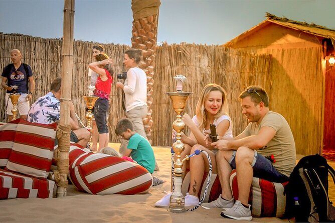 Dubai Desert Safari Dune Bashing, Camel Ride, Sand Boarding, BBQ Dinner. - BBQ dinner details: veg, non-veg, biriyani, and fish