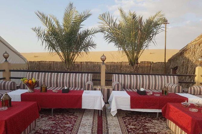 Dubai Desert Safari evening with VIP Treat , BBQ Buffet and Exciting Liveshows - The camp setup: Royal Adventure Camp and a private henna moment