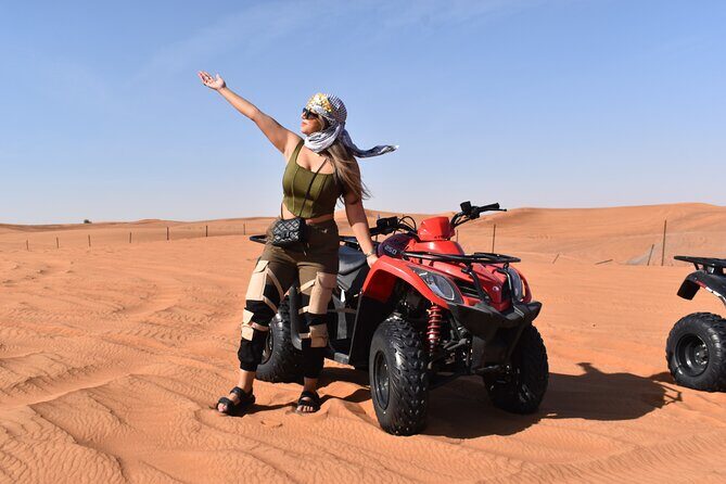 Dubai: Desert Safari, Quad bike and Sand boarding with BBQ Dinner - The Camel Ride, Arabic Clothing, and That Photoshoot Moment