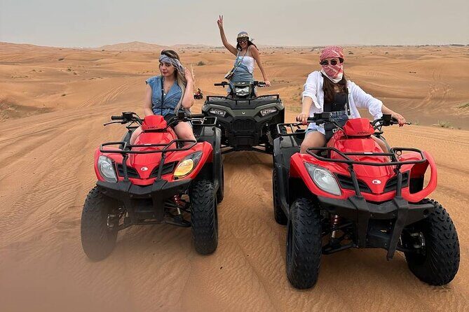 Dubai: Desert Safari, Quad bike and Sand boarding with BBQ Dinner - Sunset Sandboarding and the Classic Desert Slide