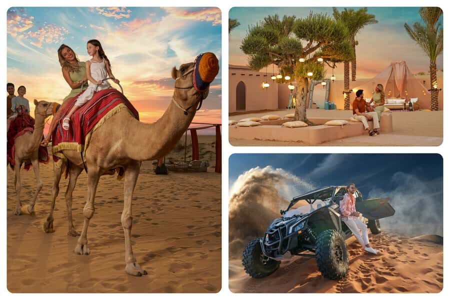 Dubai: Desert Safari, Quad Bike & Premium Camp Experience - Sandboarding and camel time: two ways to slow down