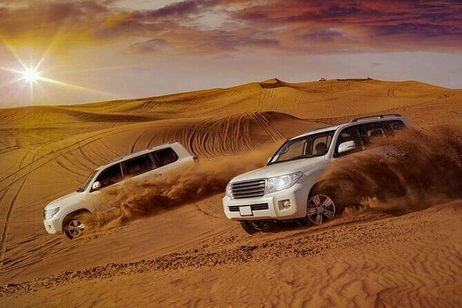 Dubai Desert Safari With BBQ dinner - Pickup to Dunes: Air-Conditioned Land Cruiser and Dune Bashing