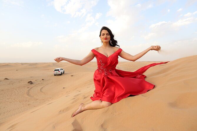 Dubai Desert Safari with Desert Camp Dinner, Camel Ride & Shows - Getting to the dunes: 4WD dune bashing plus real desert time