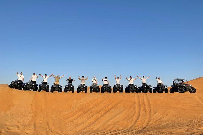 Dubai Dinner Desert Experience with 01 Hour quad bike and camel ride - 1 Hour Quad Biking: The Adrenaline Part (With Safety First)