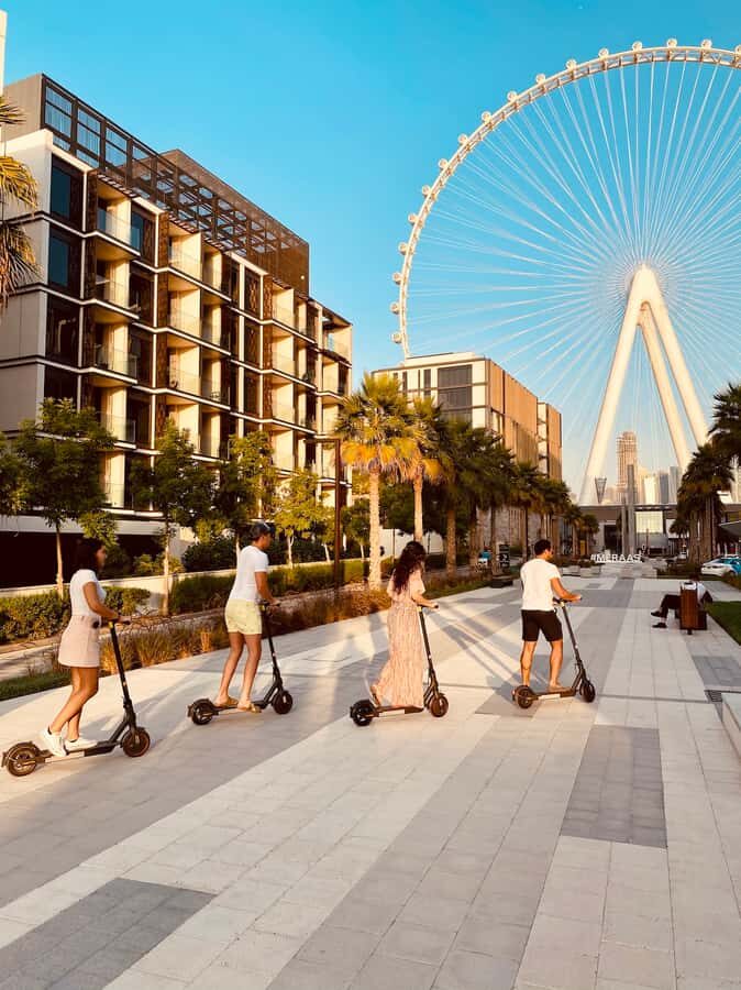 Dubai: E-Scooter Guided Tour of Marina, JBR & Bluewaters - Dubai Marina Walk and the 8-kilometer waterfront feel