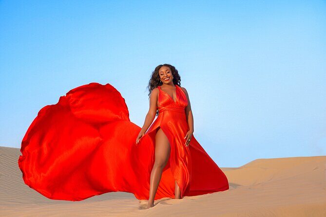 Dubai Flying Dress Photo and Video shoot in Desert - Meeting at Al Thamam and heading toward the dunes
