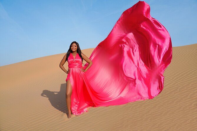 Dubai Flying Dress Photo and Video shoot in Desert - The 5:45 am sunrise: why early time actually helps your photos