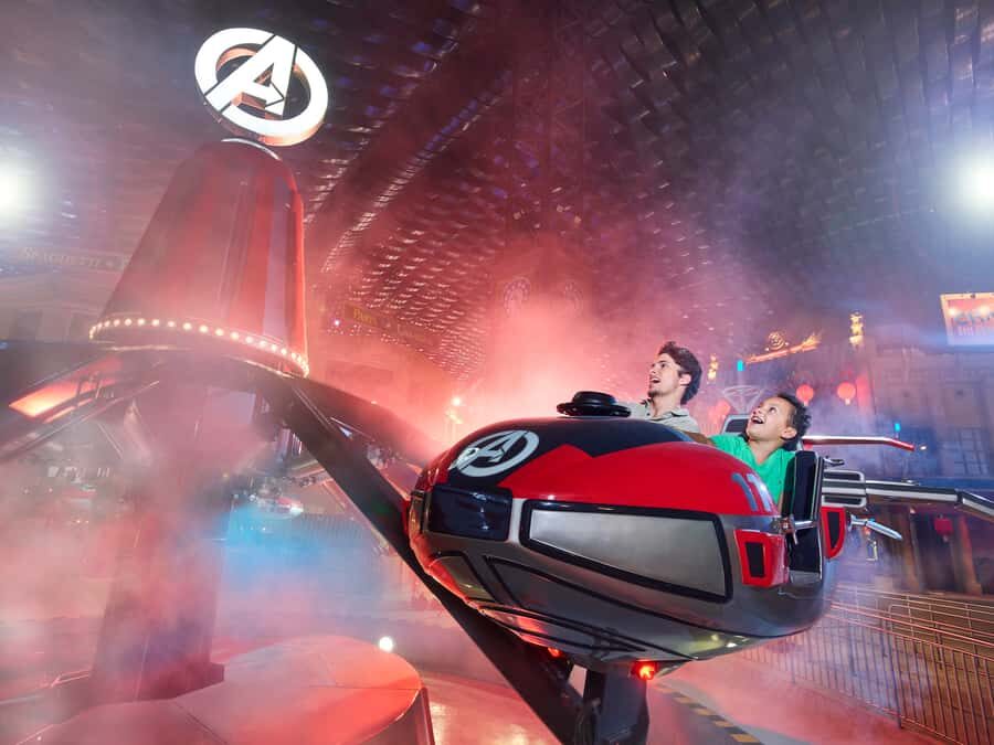 Dubai: Guided Sightseeing Tour and IMG Theme Park Ticket - Rides and shows that match the hype: Velociraptor, Thor Thunder Spin, and simulators