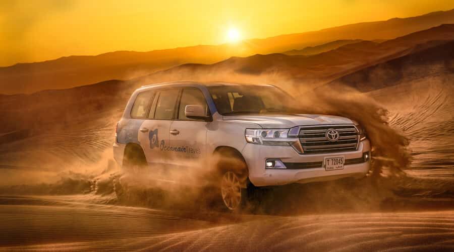 Dubai: Helicopter Ride, Desert Safari, Camels & Refreshments - Dune Bashing in a 4WD: The Thrill Part (with Real Safety Notes)