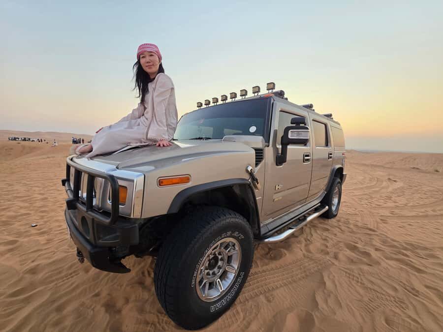 Dubai Hummer Safari Adventure & Traditional Dress Photoshoot - Live shows: fire, Tanura, and how Ramadan changes belly dance