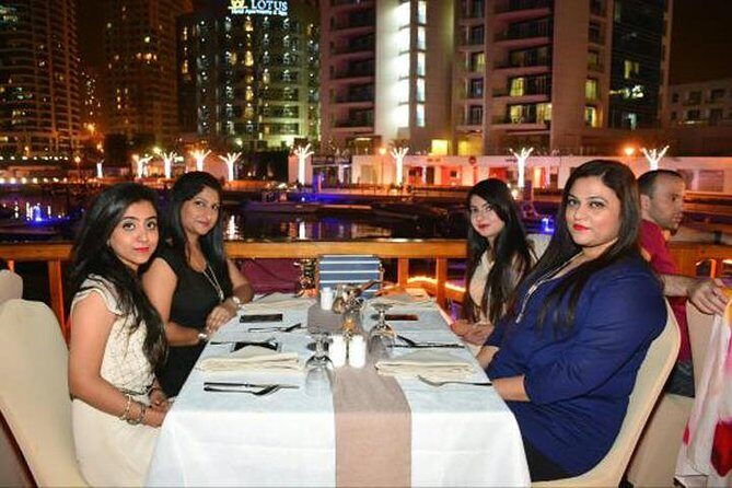 Dubai Marina 2-Hour Romantic Cruise Dinner - Upper Deck Air for Photos vs the Air-Conditioned Lower Deck