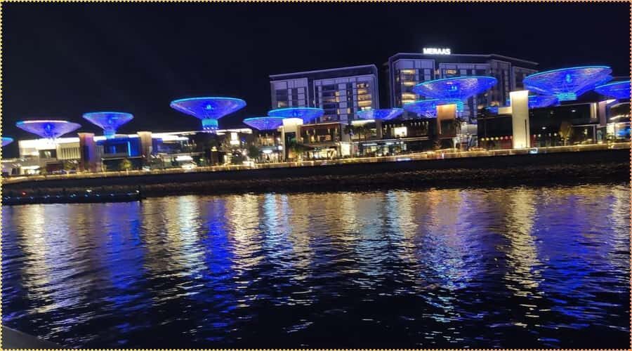 Dubai: Marina Dhow Dinner Cruise with Live Entertainment - Routes and landmarks you’ll see: JBR, Blue Water Island, Dubai Harbour, Cayan Tower, Ain Dubai