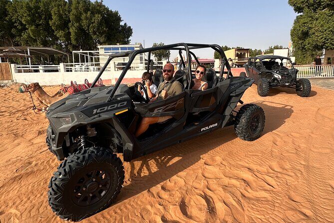 Dubai Morning 4 Seater Buggy Tour Sand Boarding & Camel ride - Unlimited soft drinks + family-focused care: the comfort layer people remember