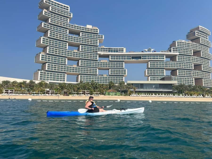 Dubai: Palm Jumeirah Guided Kayaking Tour - Comfort and facilities: water gear basics, showers, and toilets
