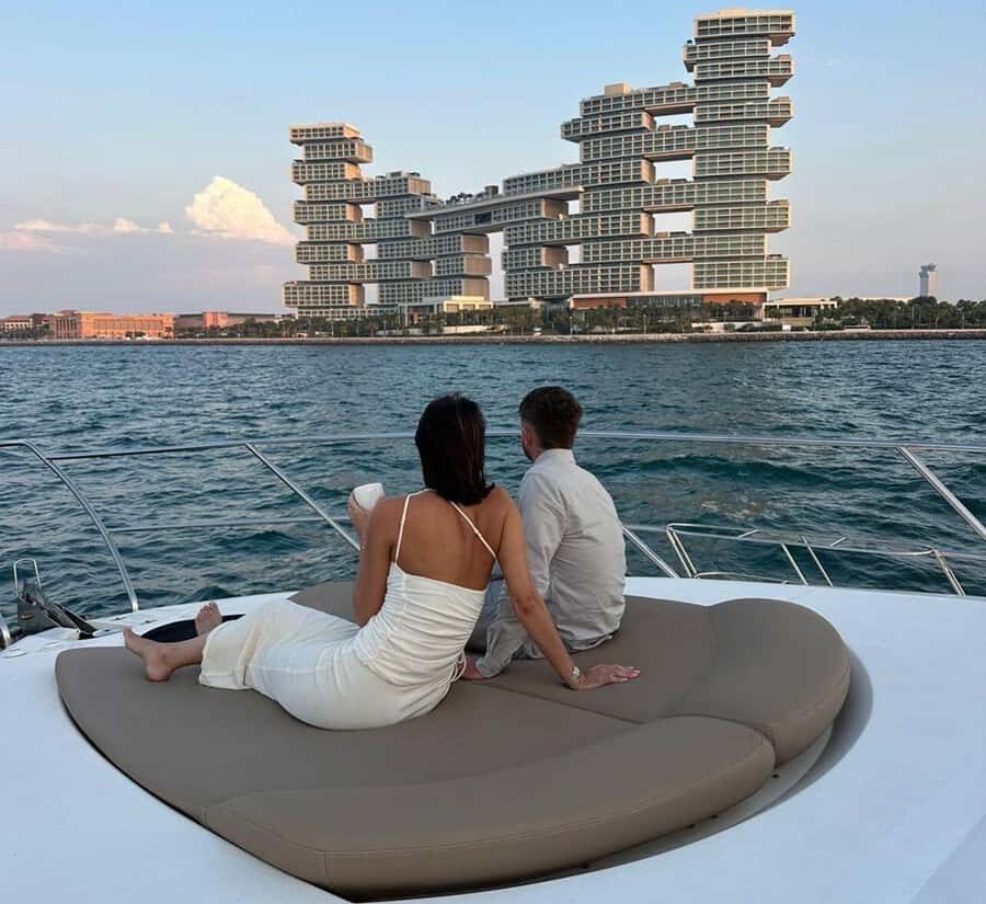 Dubai: Palm Jumeirah luxury private yacht Tour - Burj Al Arab from the water: why the angle is the whole point