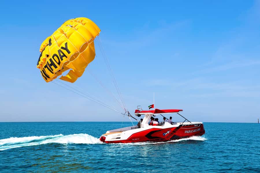 Dubai: Parasailing with Happy birthday Parachute JBR & Palm - The Birthday Parachute: The Surprise Factor You’re Actually Paying For