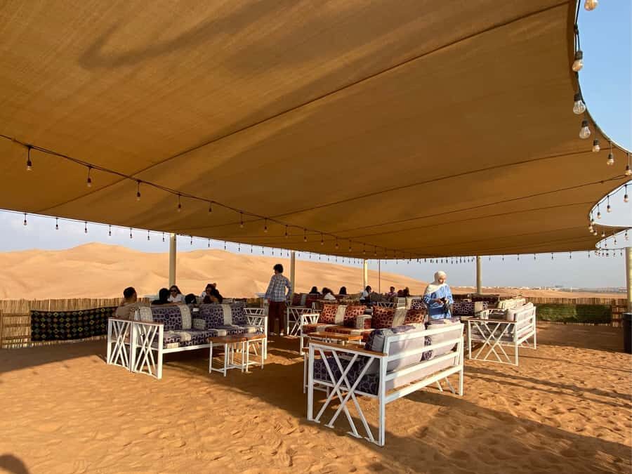 Dubai: Private Desert Buggy Tour, Camel Ride & Sandboarding - Base camp amenities: where you cool down, pray, and reset before the next activity