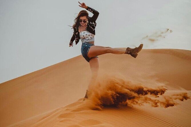 Dubai Private Morning Desert Safari - Sandboarding (sand skiing): go from thrill to glide fast