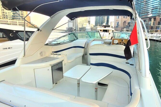 Dubai: Private Yacht Cruise on a 34 Ft Yacht - JBR and Ain Dubai: watching the big wheel and the beach skyline