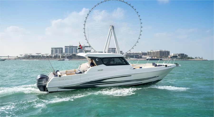 Dubai: Private Yacht Tour 36ft (+1 hr free) offer till Sep15 - What’s Not Included: Food, Transfers, and Watersports