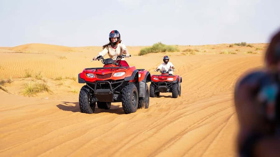 Dubai: Quad & ATV Bike, Red Dune Desert and Safari Adventure - Sandboarding, Camel Time, and the Lahbab Desert Rhythm