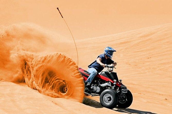 Dubai Quad bike ride 30 Min: Dune bashing, Sand Boarding & Dinner - The desert-camp dinner plan: BBQ buffet plus live shows