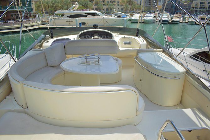 Dubai Yacht Rental - Book 58 ft Private Yacht up to 28 persons - The Route Experience: Atlantis and Burj Al Arab Views