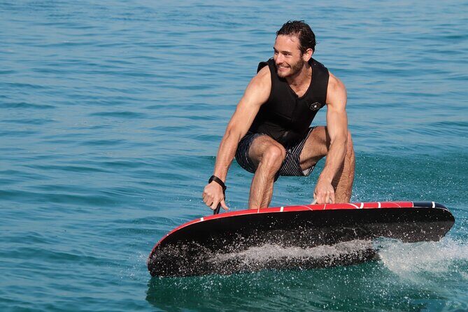 EFoil and Hydrofoil Surfboard Activity in Dubai - Where You Start: Sea Life WaterSports Dubai at the Dubai Marina edge