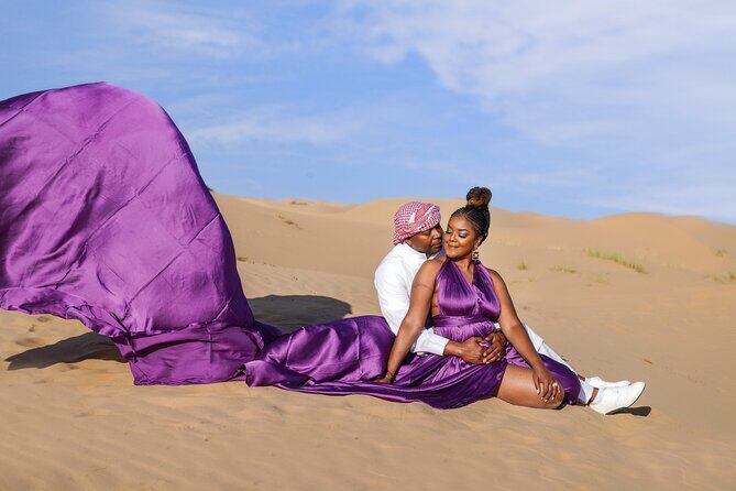 Flying Dress Photoshoot Dubai Solo, Couple and Group 3Hours - The Photos You’ll Get: Edited Shots, Originals, and a Reel Video