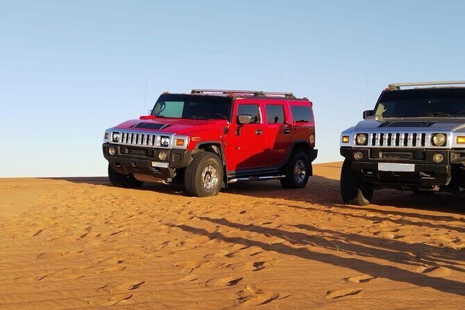 Hummer Desert Safari Experience with BBQ Dinner in Dubai - Sunset viewing, sandboarding, and camel ride rhythm