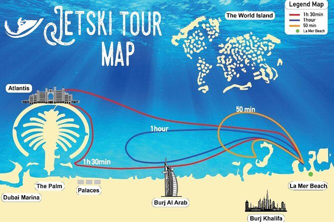 Jet Ski Tour Dubai: La Mer - Burj Al Arab- Atlantis for 1h 30min - La Mer beach time: the calm before the roar
