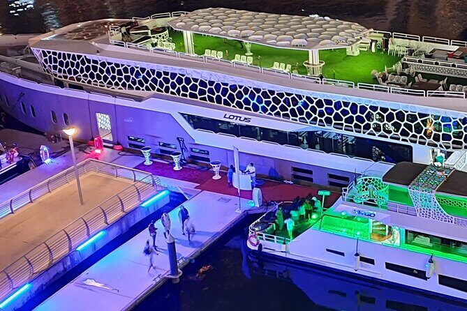 Lotus Mega Yacht Luxury Cruise with Live DJ, Dinner & Transfers - The Dubai route you’ll actually see from the water