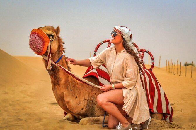 Magical Morning Desert Safari in 4x4 Private Vehicle &Camel Ride - Camel ride + sandboarding: switching gears between thrill and tradition