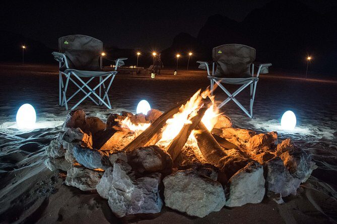 Mleiha Dubai Desert Overnight Camping Stargazing with BBQ Dinner - BBQ dinner by the bonfire: more than food, it’s the mood