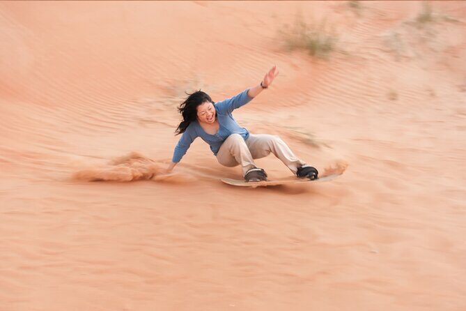 Morning Desert Safari plus Quad Bike, Sandboard and Camel ride - Sandboarding: the fun part that doesn’t require skill